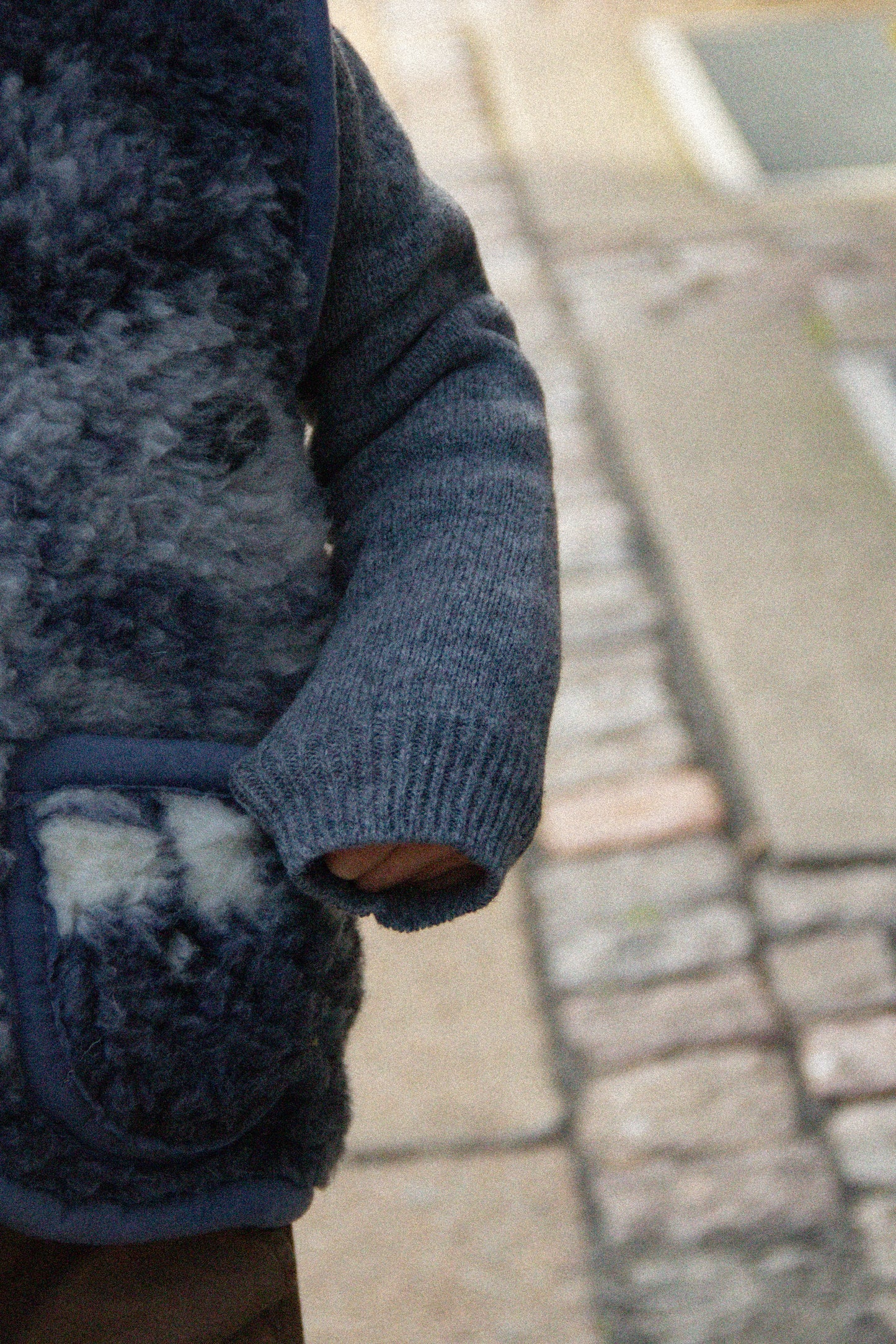 ALBANY MINI VEST - Warm and cozy kids wool vest from 100% Merino, grey - With Horizontal Pattern