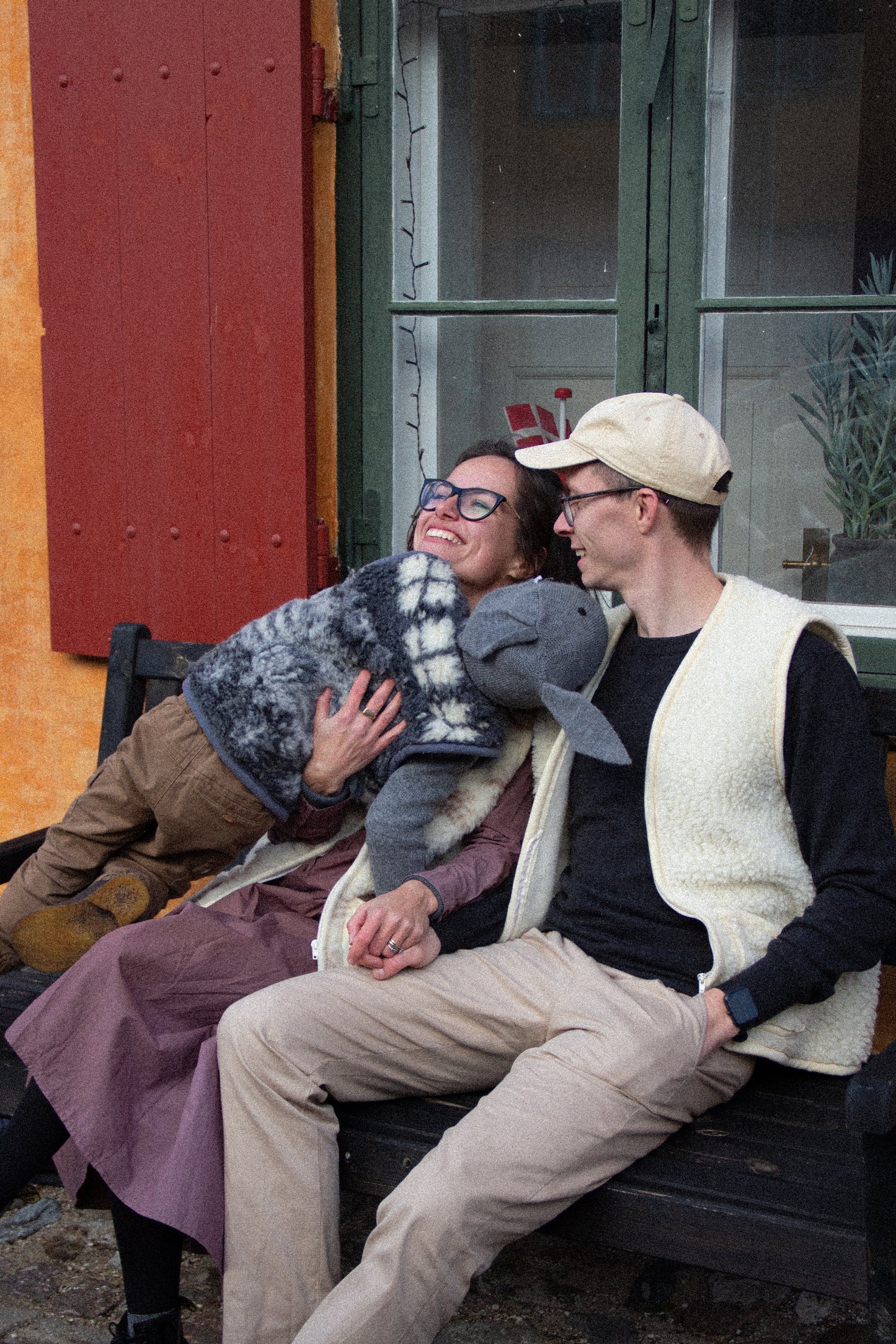 ALBANY MINI VEST - Warm and cozy kids wool vest from 100% Merino, grey - With Horizontal Pattern