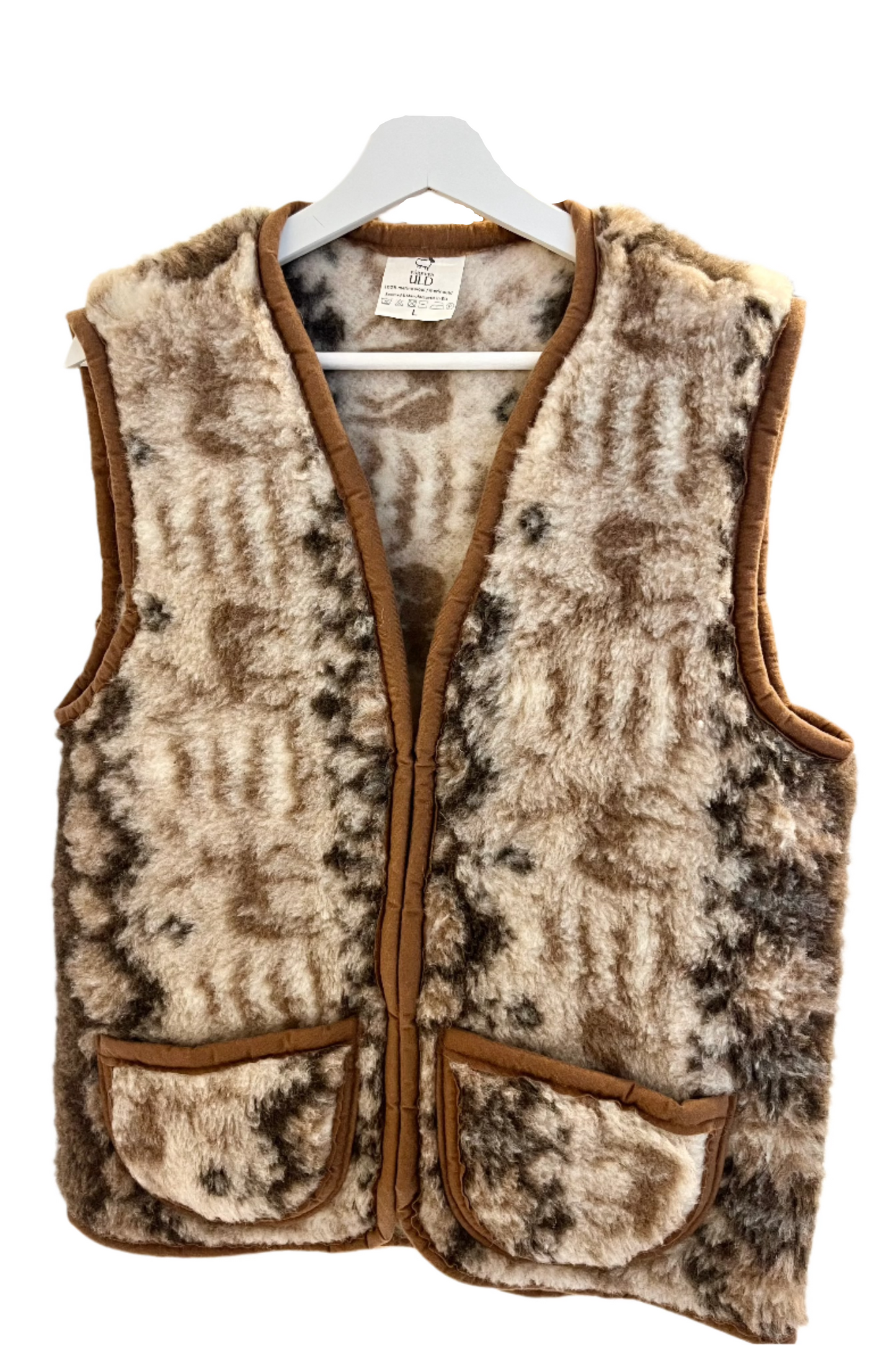 BUNBURY VEST - Warm and cozy wool vest, 100% Merino wool, brown - With Vertical Pattern