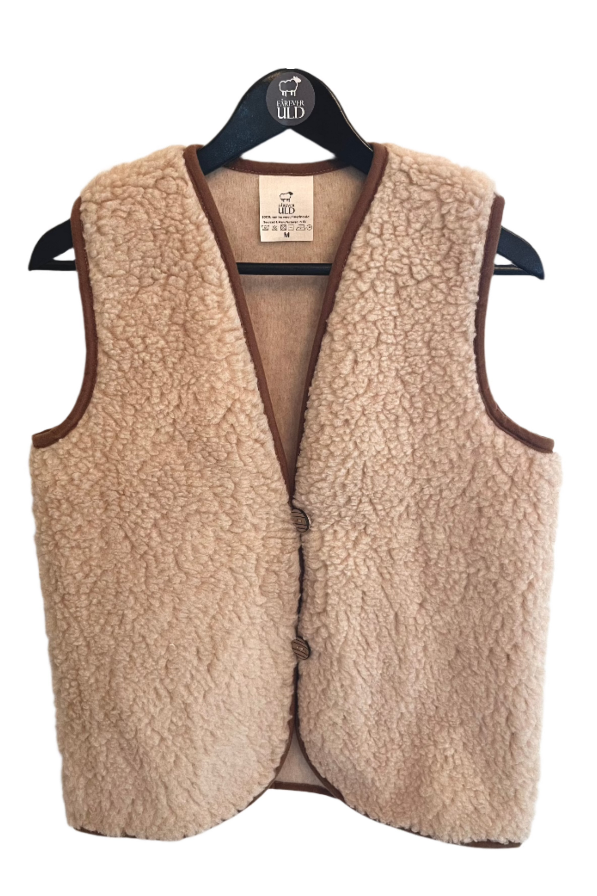 beige teddy material wool vest
