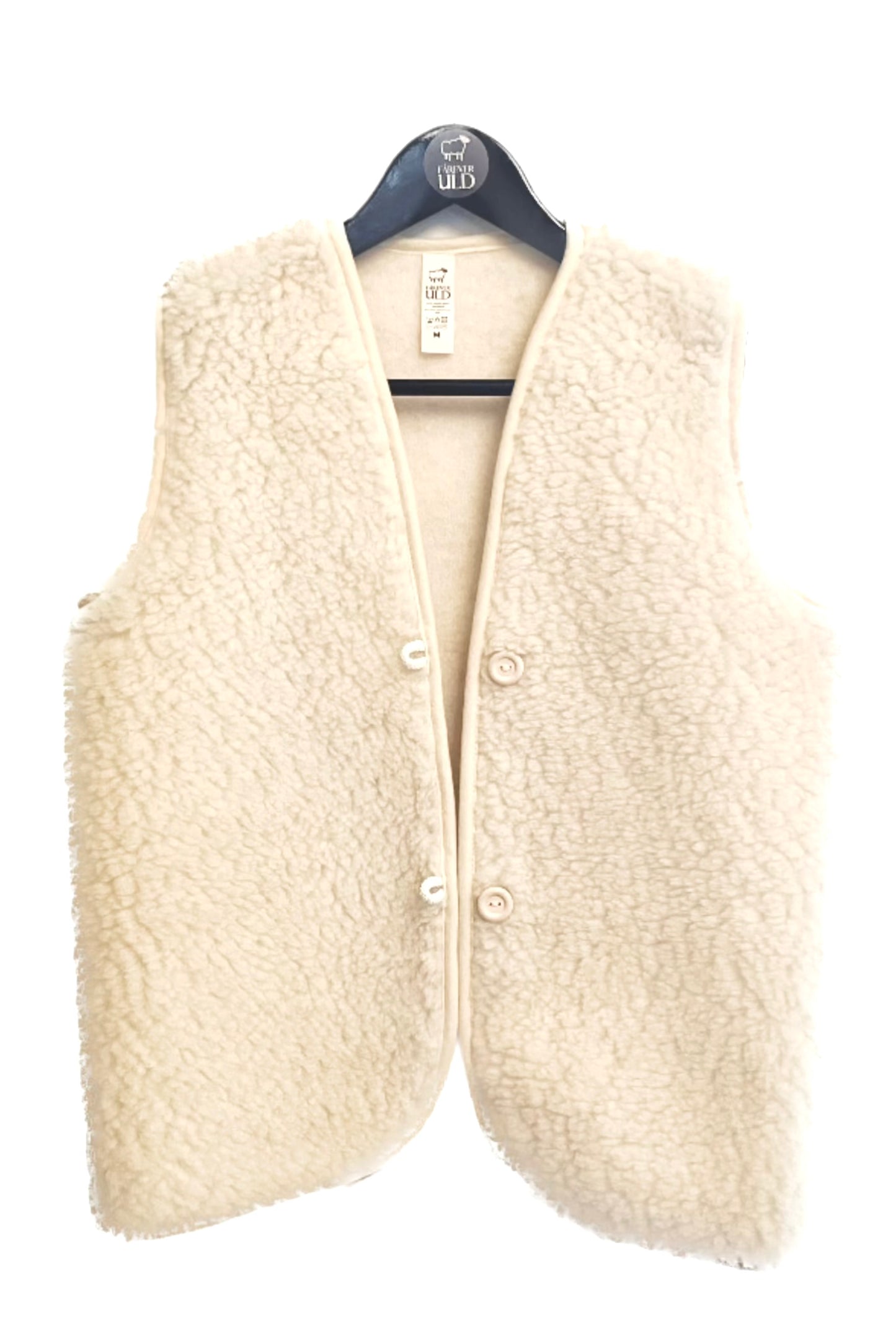 varm hygge uldvest - merino wool vest - white with button closing - minimalistic